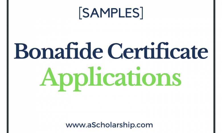 Application for Bonafide Certificate Samples